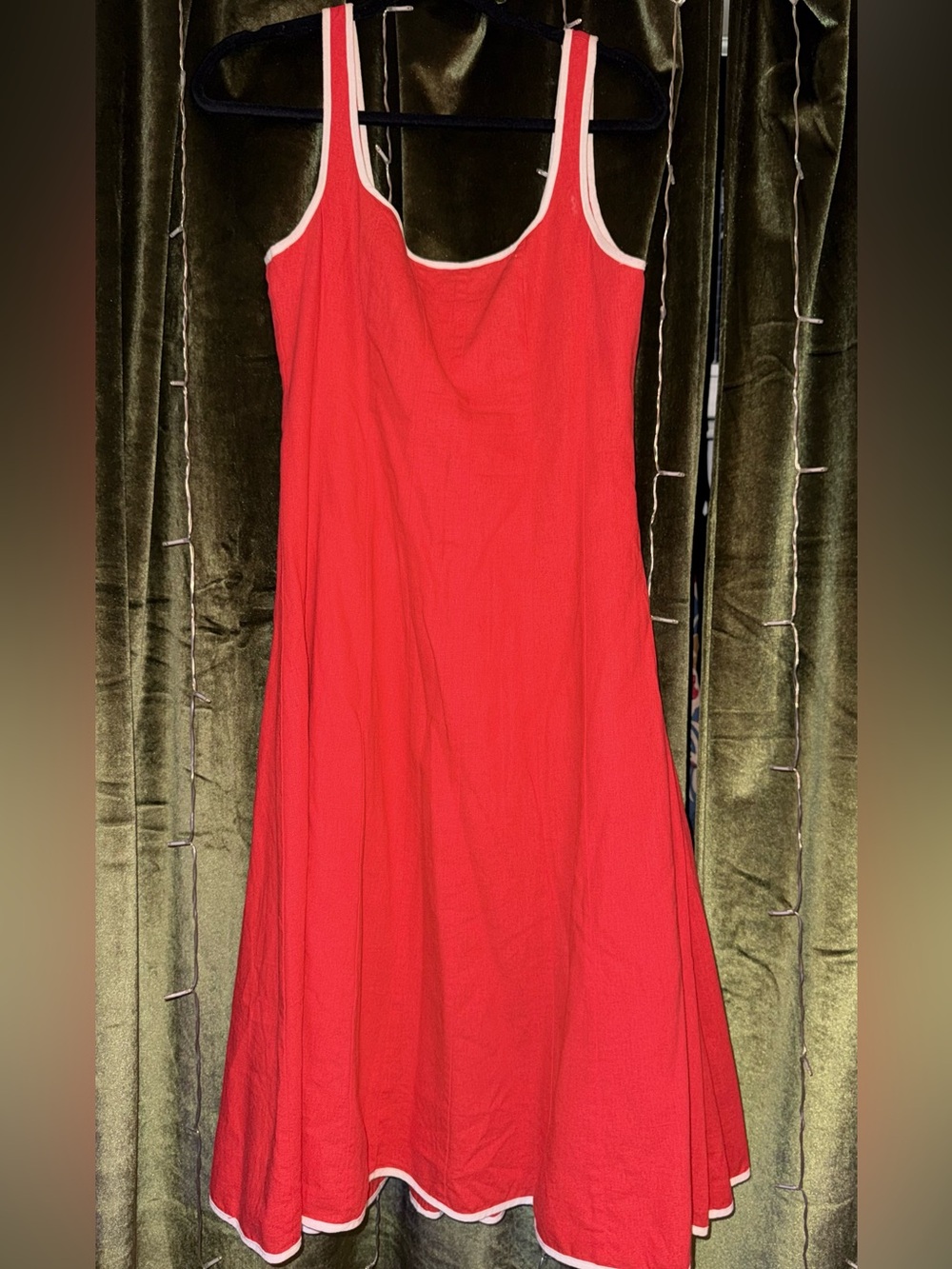7 For All Mankind Red Sleeveless A-Line dress with White Trim - Linen - M
